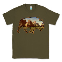 Army Green Bison Silhouette Desert Landscape Classic Tee - Bettercallsaul