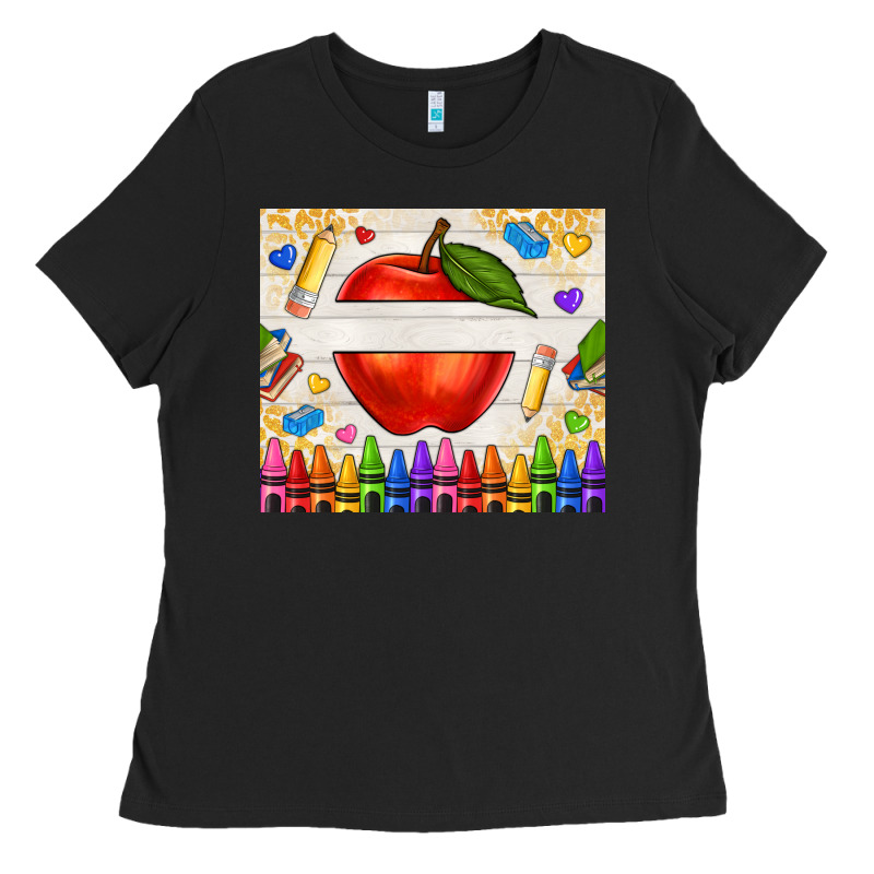 Custom Teacher Name Apple Ladies Tee by NancyCooperArtShop | Teevron