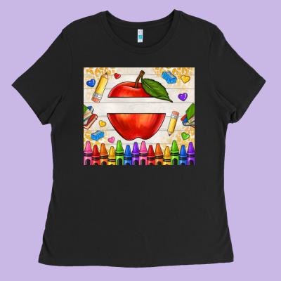 Custom Teacher Name Apple Ladies Tee Designed By Nancycooperartshop