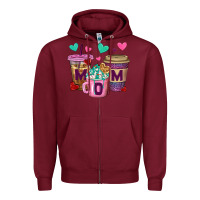 Burgundy Western Mom Coffee Cups Zipper Hoodie - BundleAndBundleShop