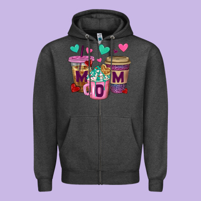Western Mom Coffee Cups Zipper Hoodie Designed By Bundleandbundleshop