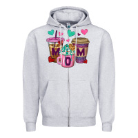 Heather Grey Western Mom Coffee Cups Zipper Hoodie - BundleAndBundleShop