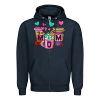 Navy Western Mom Coffee Cups Zipper Hoodie - BundleAndBundleShop