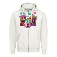 Oatmeal Heather Western Mom Coffee Cups Zipper Hoodie - BundleAndBundleShop