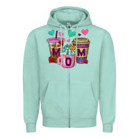 Seafoam Western Mom Coffee Cups Zipper Hoodie - BundleAndBundleShop