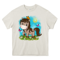Cream little cute horse Heavy Core Tee - NancyCooperArtShop