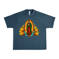 Midnight Navy sunflower our lady of guadalupe Urban Heavy Tee - JahusDesignShop