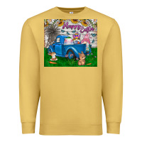 Antique Gold happy easter truck Premium Sweatshirt - CowhideDigitalArt