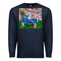 Navy happy easter truck Premium Sweatshirt - CowhideDigitalArt