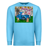 Ocean Blue happy easter truck Premium Sweatshirt - CowhideDigitalArt