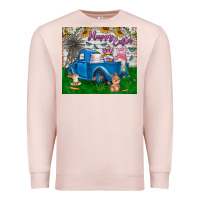 Pale Pink happy easter truck Premium Sweatshirt - CowhideDigitalArt