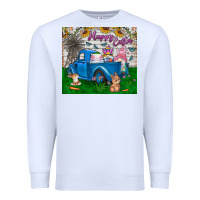 White happy easter truck Premium Sweatshirt - CowhideDigitalArt