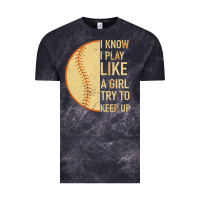 Cloud Black I Know I Play Like A Girl Try To Keep Up Softball Vintage Tee - Bettercallsaul