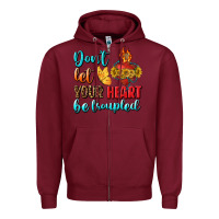 Burgundy Don't Let Your Heart Be Troupled Zipper Hoodie - BundleAndBundleShop