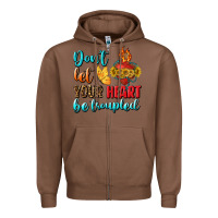 Chestnut Don't Let Your Heart Be Troupled Zipper Hoodie - BundleAndBundleShop