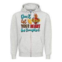 Dove Grey Don't Let Your Heart Be Troupled Zipper Hoodie - BundleAndBundleShop