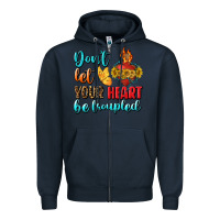 Navy Don't Let Your Heart Be Troupled Zipper Hoodie - BundleAndBundleShop