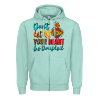Seafoam Don't Let Your Heart Be Troupled Zipper Hoodie - BundleAndBundleShop