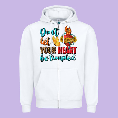 Don't Let Your Heart Be Troupled Zipper Hoodie Designed By Bundleandbundleshop