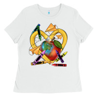 White heart pencil Ladies Tee - NancyCooperArtShop