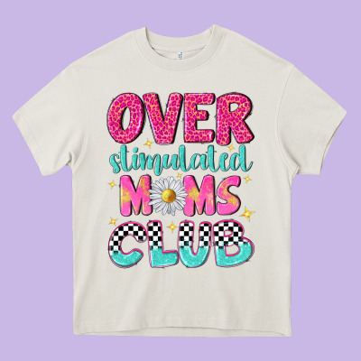 Over Stimulated Moms Club Heavy Core Tee Designed By Nancycooperartshop