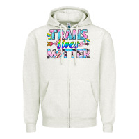 Oatmeal Heather Western LGBTQ+ Trans Lives Matter Zipper Hoodie - BundleAndBundleShop