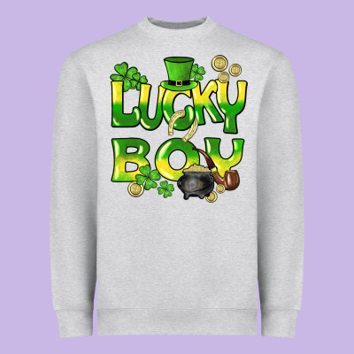 Lucky Boy St. Patrick's Day Heavyweight Sweatshirt Designed By Howdyjamesfarm