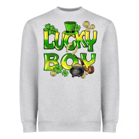 Heather Grey Lucky Boy St. Patrick's Day Heavyweight Sweatshirt - HowdyJamesFarm