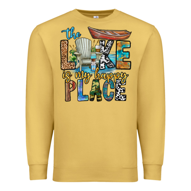 The Lakes My Happy Place Premium Sweatshirt by CowhideDigitalArt | Teevron