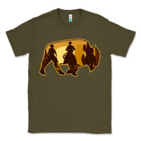 Army Green Bison Silhouette Cowboy Classic Tee - Bettercallsaul