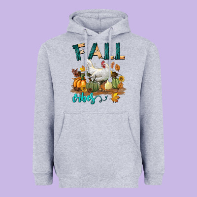Fall Vibes Chicken Heavyweight Hoodie Designed By Lillyallendesigns