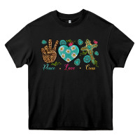 Black peace love cross Heavy Core Tee - NancyCooperArtShop