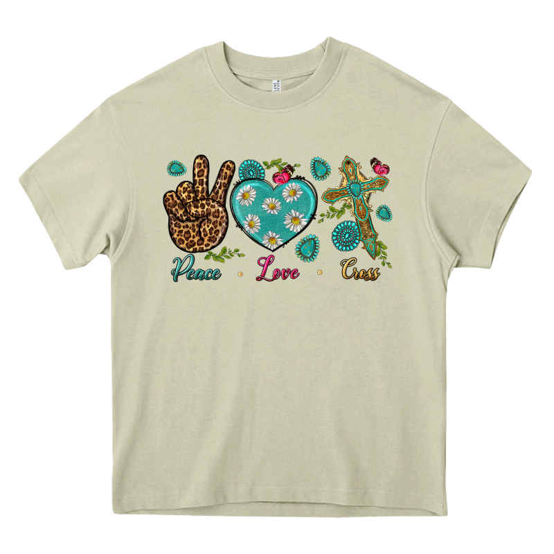 Peace Love Cross Heavy Core Tee by NancyCooperArtShop | Teevron