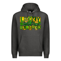 Charcoal Heather Lucky and blessed St. Patricks Day Premium Hoodie - FaDigitalArtStudio