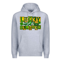 Heather Grey Lucky and blessed St. Patricks Day Premium Hoodie - FaDigitalArtStudio