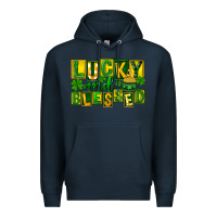 Navy Lucky and blessed St. Patricks Day Premium Hoodie - FaDigitalArtStudio