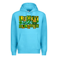 Ocean Blue Lucky and blessed St. Patricks Day Premium Hoodie - FaDigitalArtStudio