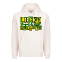 Pale Pink Lucky and blessed St. Patricks Day Premium Hoodie - FaDigitalArtStudio