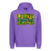 Purple Lucky and blessed St. Patricks Day Premium Hoodie - FaDigitalArtStudio