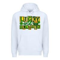 White Lucky and blessed St. Patricks Day Premium Hoodie - FaDigitalArtStudio