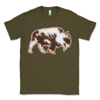 Army Green Cowhide Bison Silhouette Classic Tee - Bettercallsaul