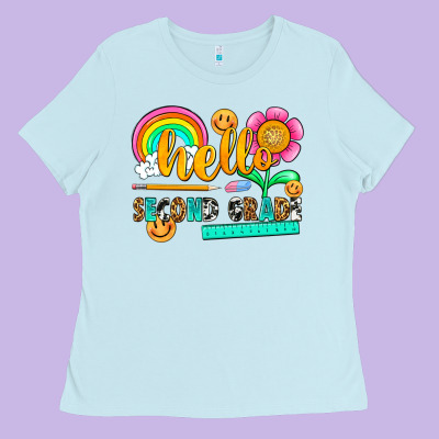 Hello Second Grade Ladies Tee Designed By Nancycooperartshop