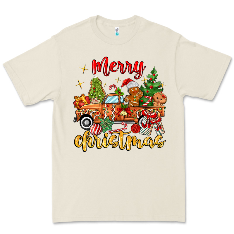 Merry Christmas Gingerbread Truck Premium Tee by MaliasSmallBusiness | Teevron