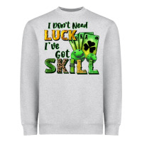 Heather Grey I don't need luck i've got skill Heavyweight Sweatshirt - CowGirlArtShop