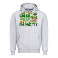 Heather Grey buy me green beer and tell me i'm pretty Zipper Hoodie - FaDigitalArtStudio