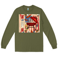 Army Green red white and bbq usa flag Long Sleeve Tee - TumblerDesignByShophia