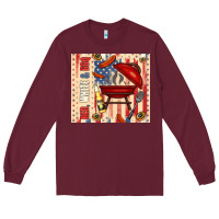 Burgundy red white and bbq usa flag Long Sleeve Tee - TumblerDesignByShophia