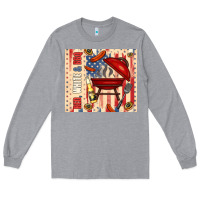 Heather Grey red white and bbq usa flag Long Sleeve Tee - TumblerDesignByShophia