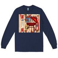 Navy red white and bbq usa flag Long Sleeve Tee - TumblerDesignByShophia