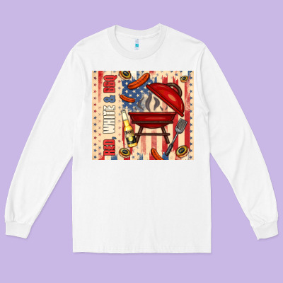 Red White And Bbq Usa Flag Long Sleeve Tee Designed By Tumblerdesignbyshophia